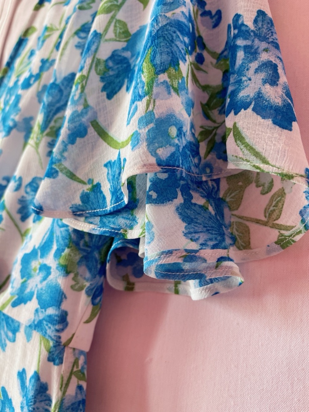 Lulus Glorious White and Light Blue Floral Print Ruffled Mini Dress 💐🩵🌿 - Picture 8 of 11